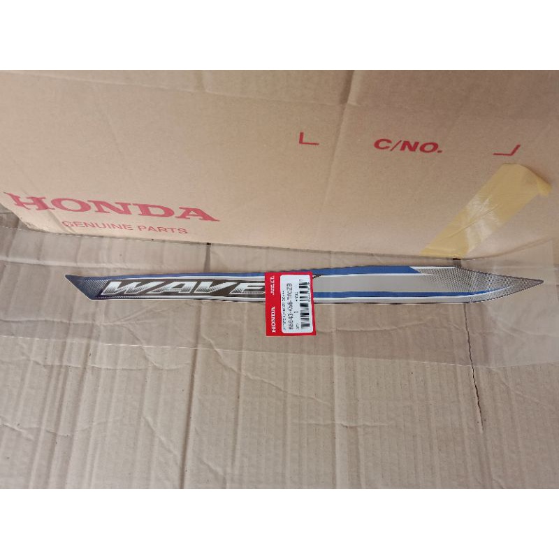 สติ๊กเกอร์แท้(86643-K58-T00ZB)ติดฝาครอบท้ายข้างขวาเวฟ110iรุ่นล้อแม็ค ติดรถสีน้ำเงินเทา 1ชิ้น