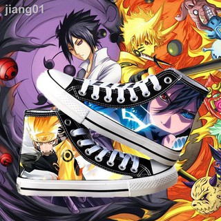 📣📣❤️ถูกและดี❤️ รองเท้าอะนิเม รองเท้าผ้าใบแบรนด์หนึ่งของอนิเมะAnime Naruto Sasuke high top canvas shoes male Korean st