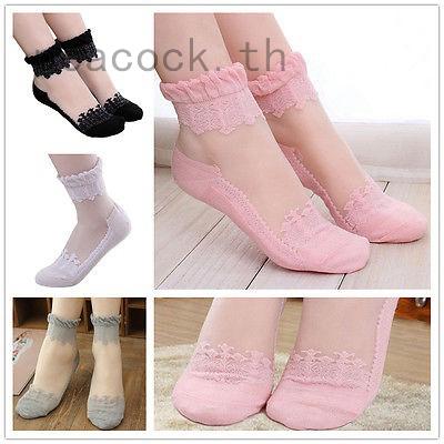 Hot Sell Ultrathin Transparent Beautiful Crystal Lace Elastic Short Socks IDXX