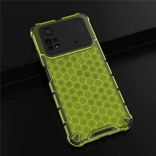 เคส Xiaomi POCO M4 Pro 4G ฮาร์ดเคสกันกระแทกเคสโทรศัพท์ Honeycomb Clear Shockproof Silicone Back Cover Xiaomi POCO M4Pro 4G Case