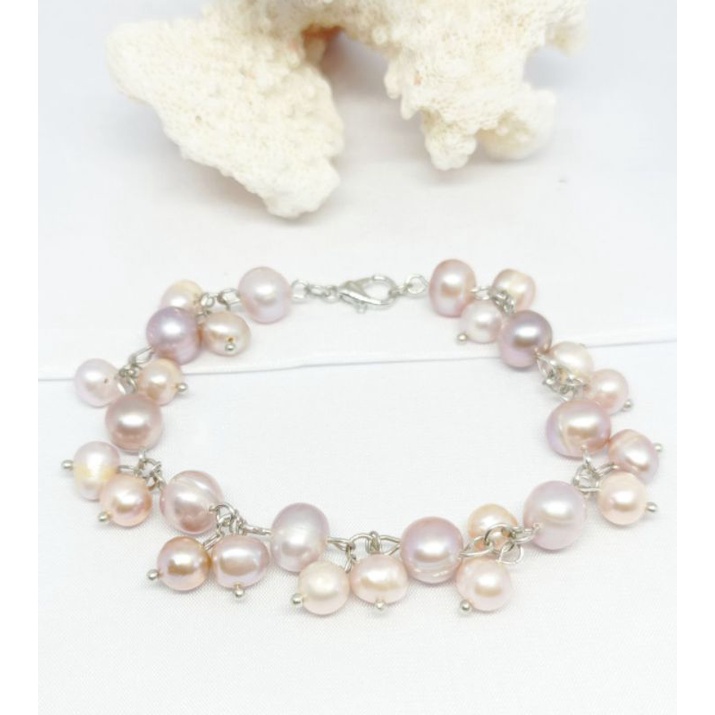G15 CERTIFIED RHODIUM SILVER PEARL TASSEL BRACELET ของแท้ LBOK PEARL BRACELET FULL PEARL BRACELET
