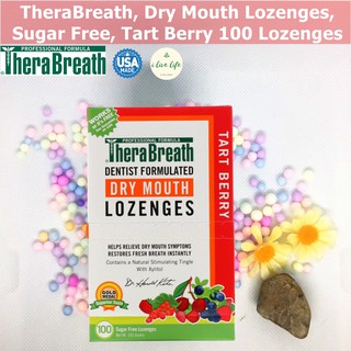 เม็ดอมดับกลิ่นปาก Dry Mouth Lozenges Sugar Free Tart Berry 100 Tablets - TheraBreath รสเบอร์รี่