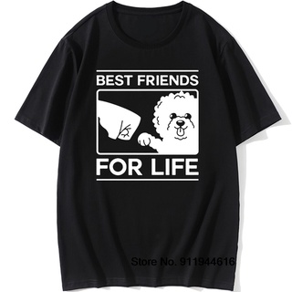 เสื้อยืดคอกลม แขนสั้น ผ้าฝ้าย พิมพ์ลายกราฟฟิค Best Friends For Life Bichon Frise Dog สไตล์ฮาราจูกุ แฟชั่นวินเทจ สําหรับส