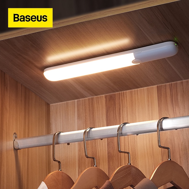 Baseus โคมไฟ LED PIR เซนเซอร์ตรวจจับการเคลื่อนไหว ชาร์จได้ สําหรับตู้เสื้อผ้า ห้องครัว ห้องนอน ตู้เสื้อผ้า
