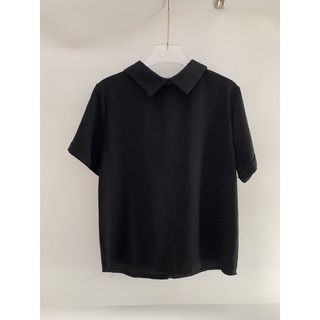 เสื้อเชิ้ตแขนสั้นซิปหลัง ผ้าฮานาโกะ มีน้ำหนัก ใส่สบาย ทรงปล่อย อก-35”