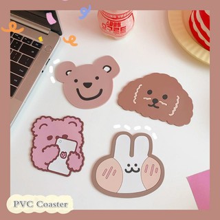 🌼(พร้อมส่ง)🌼ถูกที่สุด!!!  แผ่นรองจาน รองแก้ว กันความร้อน น่า🐰🐻🐶🐹รัก