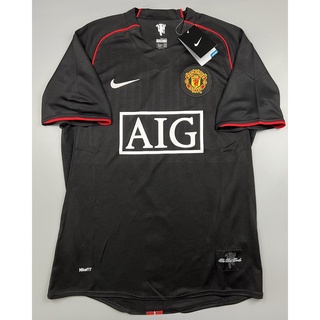 เสื้อบอลย้อนยุค แมนยู 2007 เยือน สีดำ Retro Manchester United Away เรโทร คลาสสิค 2007-08