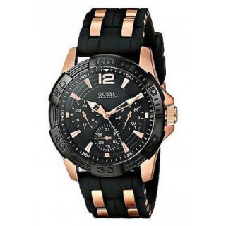 ORIGINAL GUESS W0366G3 W0366G4 ROSE GOLD BLACK SILICON MENS WATCH