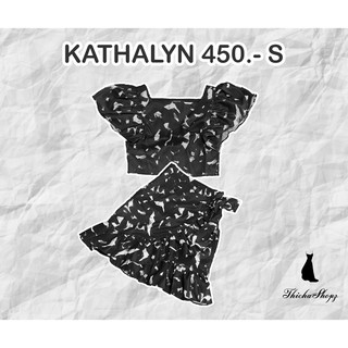 เสื้อผ้างานป้าย KATHALYN ชุดเซ็ทกระโปรง สีดำ ไซส์ S 450 บาท