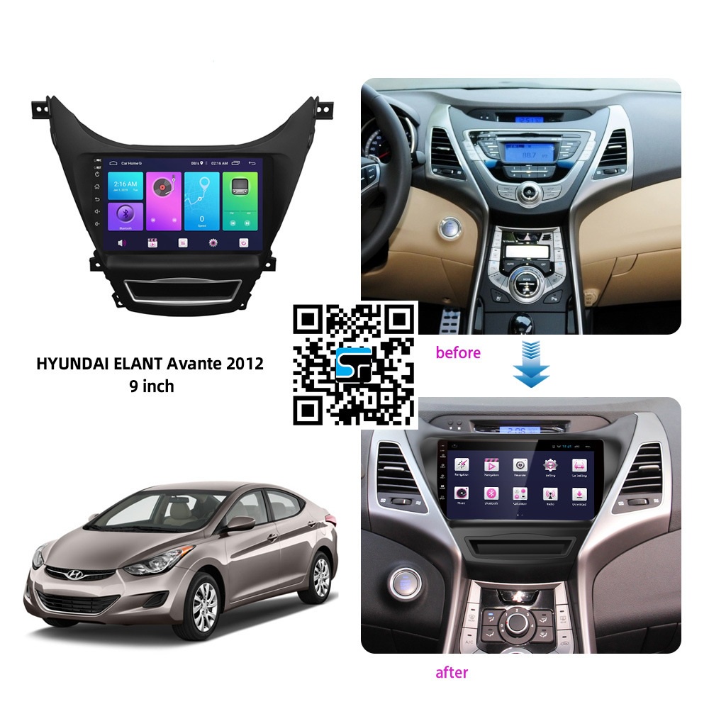 หน้าจอ Android ขนาด 9 นิ้วสําหรับ ELANTRA 2010-2012 รถ - หัว Android 9" พร้อม HYUNDAI ELANTRA Jack F