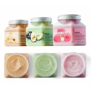 👍🥑🍓🍑สครับผิวใสเนียนนุ่ม Scentio raspberry​ sherbet body scrub 350 ml.