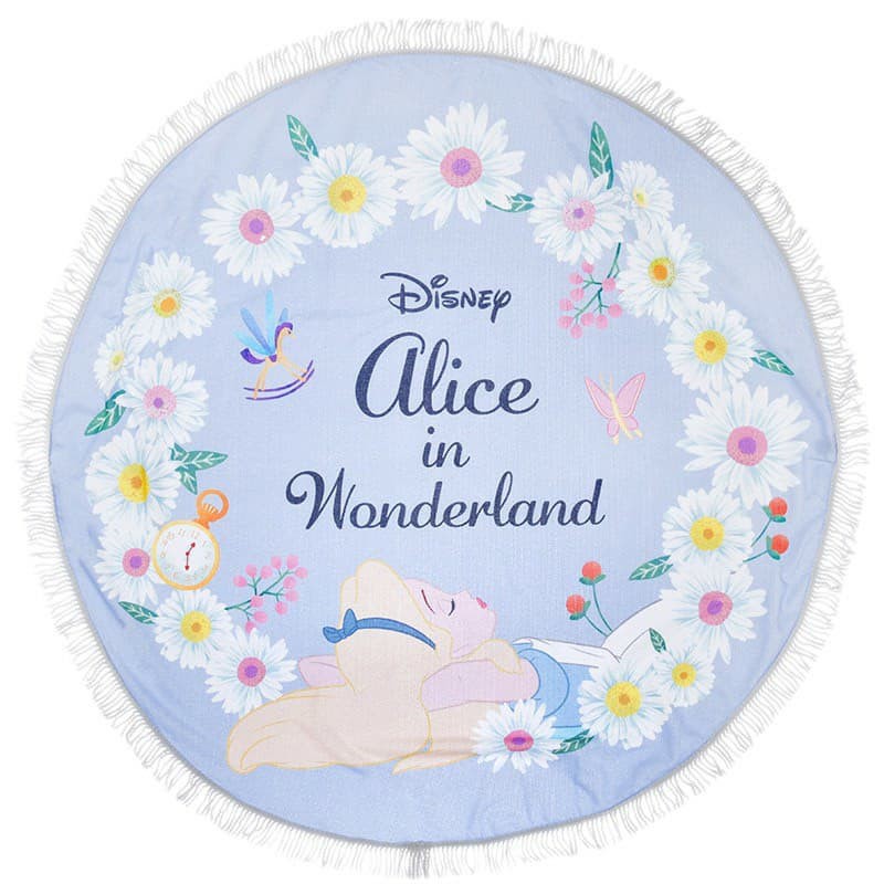 [พร้อมส่ง / 5 ลาย] ผ้าห่มทรงกลม ลาย แอเรียล ราพันเซล อลิส กรีนแมน สติช  Ariel Rapunzel Alice Green Man Stitch Disney