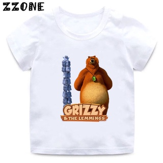 เสื้อยืด พิมพ์ลายการ์ตูน Leuke Grizzly Beer En Lemming Afdrukken สําหรับเด็ก