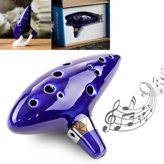 โอคาริน่า Ocarina ขลุ่ย คีย์ C 12รู เซรามิก Ceramic Flute Instrument with Neck Strap Cord and Music Book ocarin