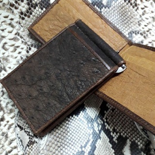 ostrich brown money clip wallet super grade osteoch inning