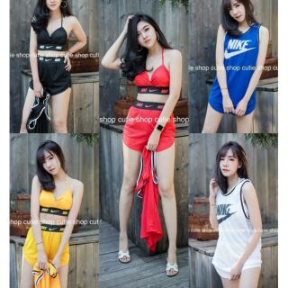 Bikini 3 pcs สกรีน  5สี น้ำเงิน เหลือง แดง ดำ ขาว