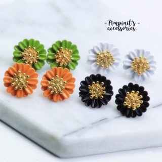 📬 พร้อมส่ง : 🌸 ต่างหูดอกไม้หลากสี | Colourful Flower Enamel Stud Earring.