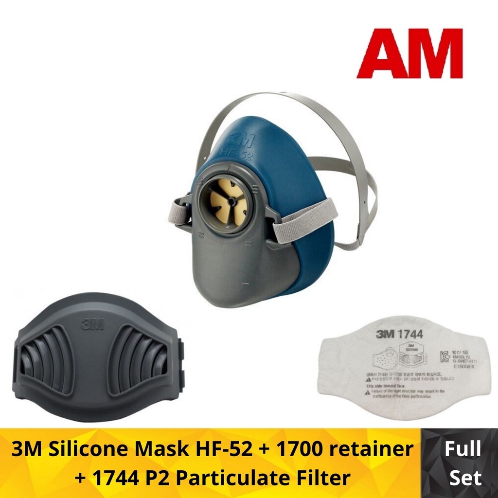 3m Silicone Mask HF-52 + รีเทนเนอร์ 1700 + 1744 P2 Particulate Filter