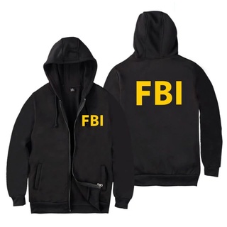 เสื้อแจ็กเก็ตกันหนาว มีฮู้ด แต่งซิป ลายโลโก้ FBI แบบหนา สําหรับผู้ชาย และผู้หญิง