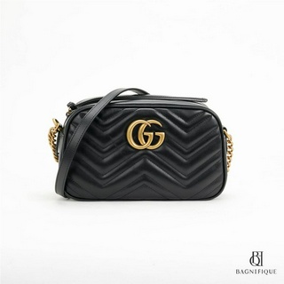 GUCCI MARMONT CAMERA 24 BLACK CALF GHW