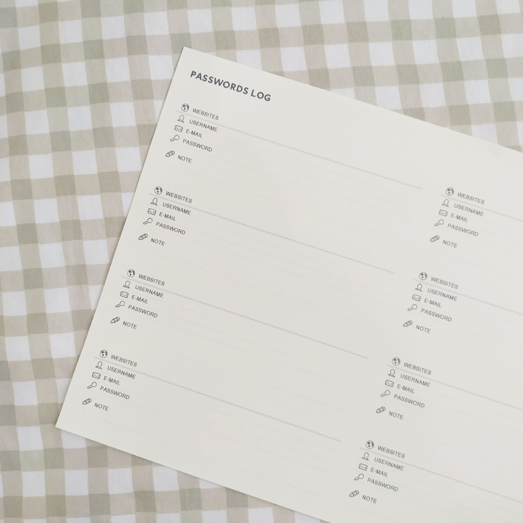 PASSWORD BOOK v1 สมุดจดบันทึกพาสเวิร์ด