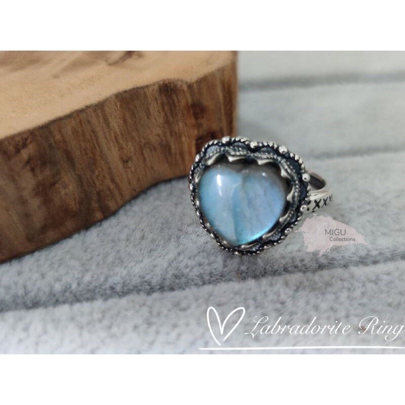 Labradorite S925 แหวนเงิน拉长石S925 คู่แหวน