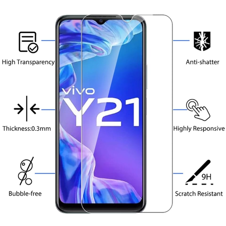 กระจกนิรภัย Vivo Y21t / Vivo Y21a / Vivo Y21e / Vivo Y21 / Vivo Y21s / Vivo Y33s ปกป้องหน้าจอป้องกัน