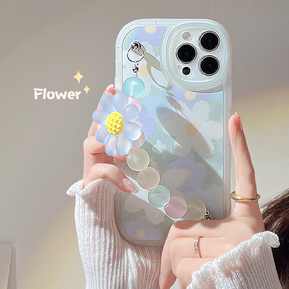 เคสโทรศัพท์มือถือ ลายดอกไม้ พร้อมสายคล้องมือ สไตล์เรโทร สําหรับ for iPhone 14 7 8 Plus + XS XR Max SE 11 12 13 14 Pro Max mini TPU Case-Dinuo Case-III/TX