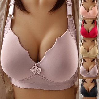 Bra Front Buckle Thin Steel Ringless Bra ชุดชั้นในเซ็กซี่ไร้รอยต่อผู้หญิงรวบรวมชุดชั้นในไซส์ใหญ่【COD】