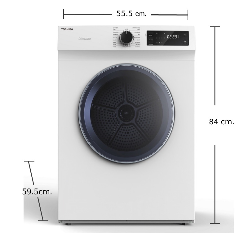 №TOSHIBA เครื่องอบผ้า รุ่น TD-H80SET ระบบ Air-vented สีขาว ขนาด 7.0 กก.TDH80SET H80SET H80 SenseDryว