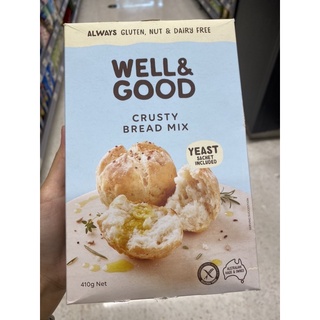 แป้ง ผสมสำหรับทำ ขนมปัง ตรา เวลแอนด์กู๊ด 410 G. Gluten Free Crusty Bread Mix ( Well &amp; Good Brand ) กลูเตน ฟรี ครัสตี้ เบรค มิกซ์