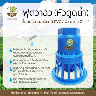 ฟุตวาล์ว ลิ้นสปริง แบบอิตาลี PVC สีฟ้า ขนาด 2"-4" - โตไว