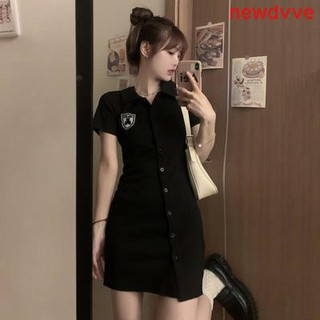 🔥Hot sale！ชุดเดรส เดรสผู้หญิง ชุดเดรสสั้น ชุดเดรสแขนสั้นคอปกโปโลฤดูร้อน
