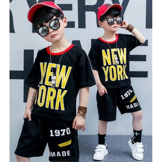 BC561 ชุดเด็กโต เสื้อ NEW YORK *ดำ* + กางเกง 3 ส่วน (3ข/4ข/5ข/6ข/7ข/8ข/9ข)