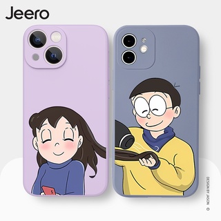 Jeero เคสคู่ เคสไอโฟน คู่รัก ขอบเหลี่ยมกันกระแทกซิลิโคนนุ่มการ์ตูนน่ารักตลก เคสโทรศัพท์ Compatible for iPhone 15 14 13 12 11 Pro Max SE 2020 X XR XS 8 7 ip 6S 6 Plus HFE1345