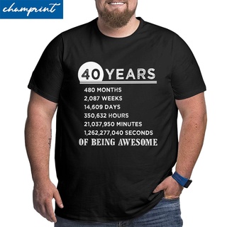 เสื้อยืดผ้าฝ้ายพิมพ์ลายแฟชั่น เสื้อยืดลําลอง แขนสั้น พิมพ์ลาย Old Of Being Awesome 40Th ของขวัญวันเกิด สําหรับผู้ชาย อาย