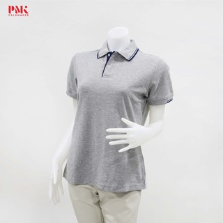 เสื้อโปโล สีเทาขลิบกรมท่าเข้ม PC067 - Polomaker