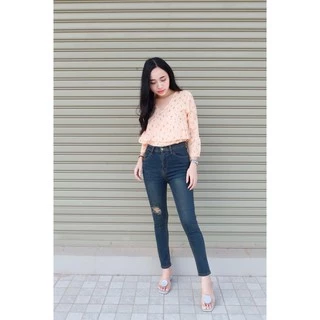 Cc jeans 159 S-5XL กางเกงยีนส์ผู้หญิง เอวสูง เดฟ ยีนส์ขาด