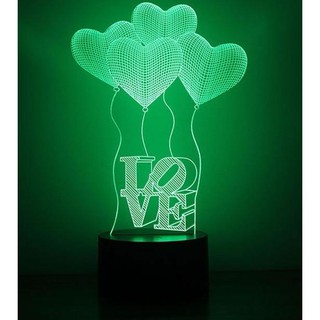 โคมไฟ LED ตกแต่ง Love เสมือน 3 มิติ ของขวัญให้คนพิเศษ เปลี่ยนสีเองได้ x 1 อัน