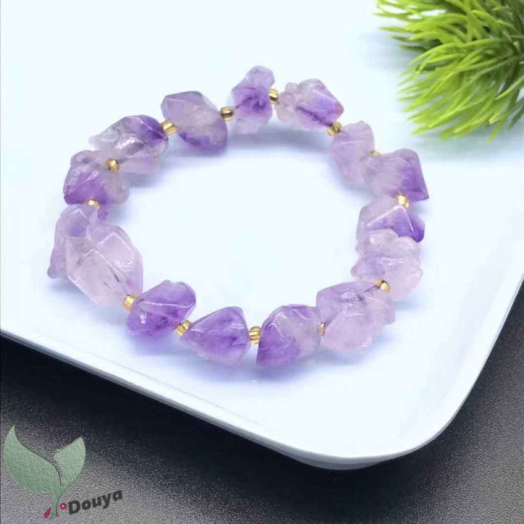 สร้อยข้อมือมาคราเม่คริสตัลอเมทิสต์ แบบธรรมชาติ สามารถปรับได้ บรรเทาความเครียด สําหรับผู้ชาย และผู้หญิง
