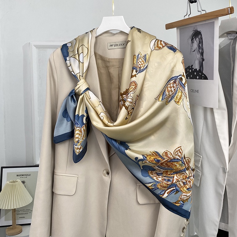 LISA ผ้าพันคอแฟชั่น 110X110 ซม.ผ้าพันคอสี่เหลี่ยมพิมพ์ผ้าพันคอผู้หญิง Lady Shawl Musilim Bawal