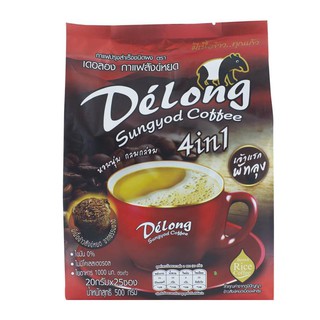 De Long Sangyod 4-in-1 Instant Coffee Powder 20 grams, pack of 25 sachets