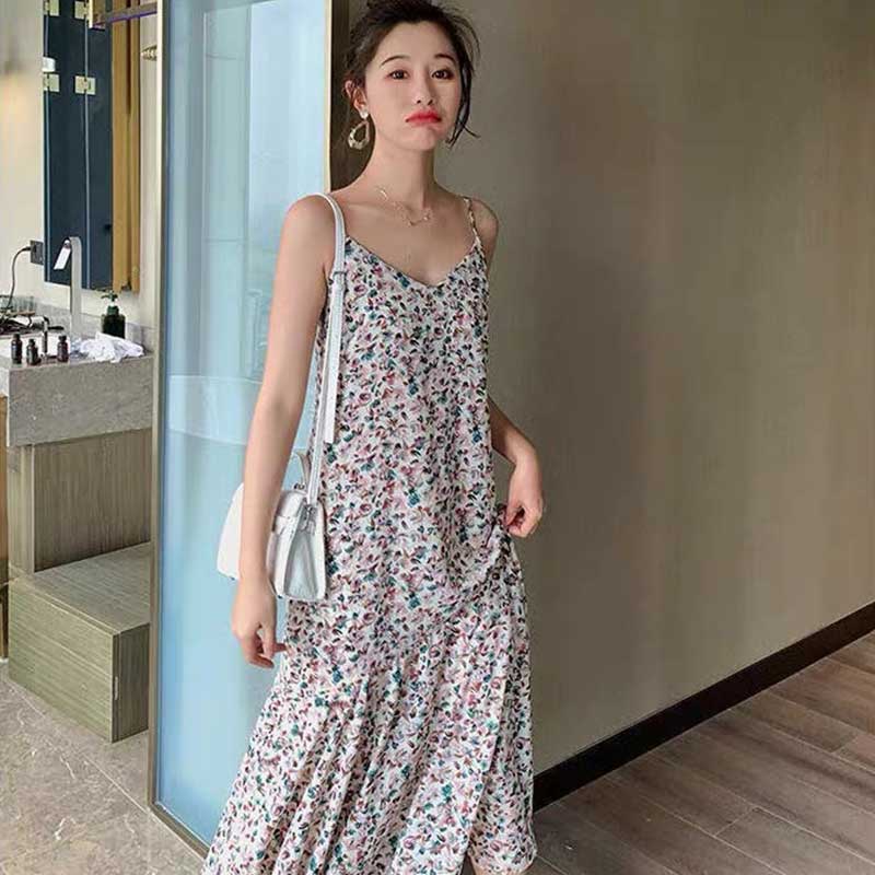 ชุดเดรสดอกเดซี่สายเดี่ยว  CQ-3774 ชุดเดรสนางฟ้า ใส่สบาย ดูดี