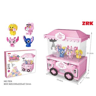ZRK mini toy machine  7814 ตัวต่อนาโน ตัวต่อตู้คีบตุ๊กตา สีสันสดใส สุดน่ารัก จำนวนตัวต่อ 1920 ชิ้น.