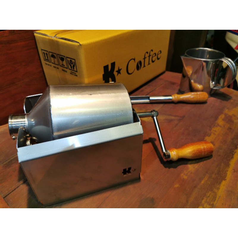 เครื่องคั่วกาแฟ K Coffee แบบมือหมุน คั่วสูงสุดถึง 500 กรัม ทำจากสแตนเลสเกรดอาหาร 304 รับประกันตัวเคร