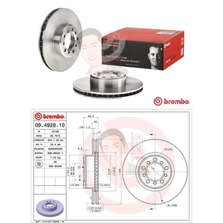 09 4928 10 จานเบรค ล้อ F (ยี่ห้อ BREMBO) รุ่น Std Benz W126 S280-500 ปี1979-1991***ราคาต่อข้าง