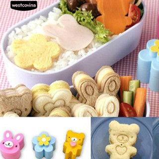 Bento Maker Qabbit Bear รูปดอกไม้รูปร่าง Sandwich เครื่องตัดคุกกี้ขนมปังแม่พิมพ์