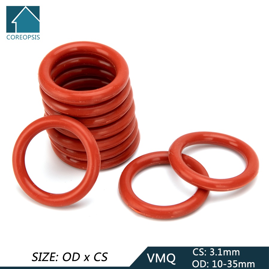 แหวนยางซิลิโคนซีลโอริง VMQ 10 มม.-35 มม. CS 3.1 มม. สีขาว สีแดง แบบเปลี่ยน สําหรับแหวนปะเก็น แหวนซีล 20 ชิ้น