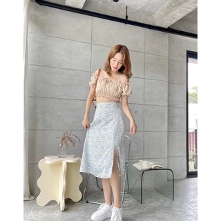 💐Alley Skirt กระโปรงลายดอกไม้แบบผ่าหน้า