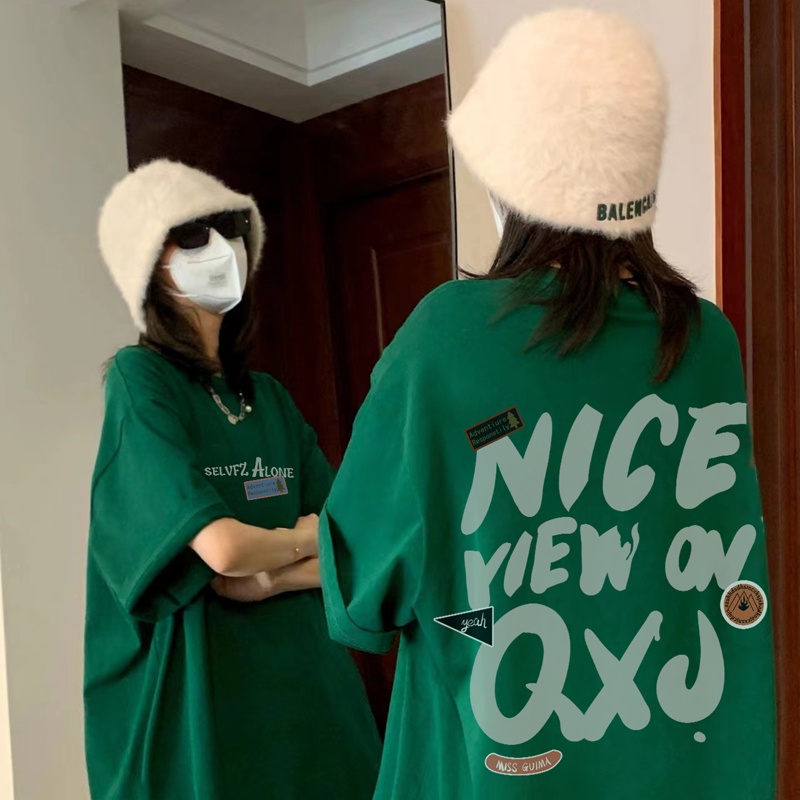 เสื้อยืดแขนสั้นลําลองทรงหลวมสไตล์เกาหลี oversize เสื้อผ้าแฟชั่นวัยรุ่น เสื้อโอเวอร์ไซส์ลายตัวหนังสือ ผู้หญิงน่ารัก xxl